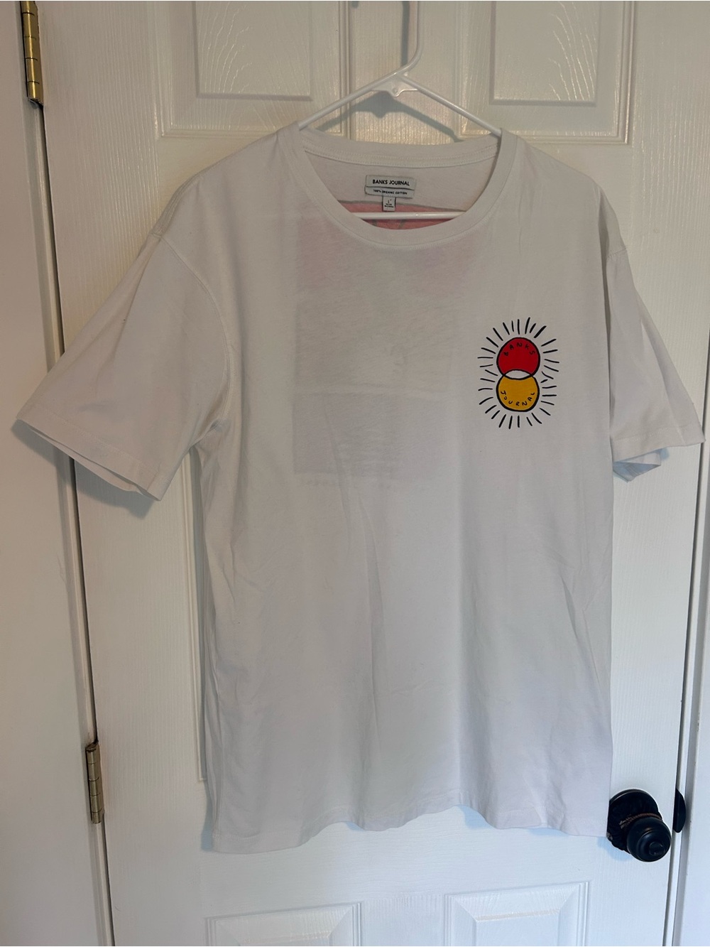 Banks Journal White Short Sleeve Graphic Tee - Red & Yellow Sun Motif